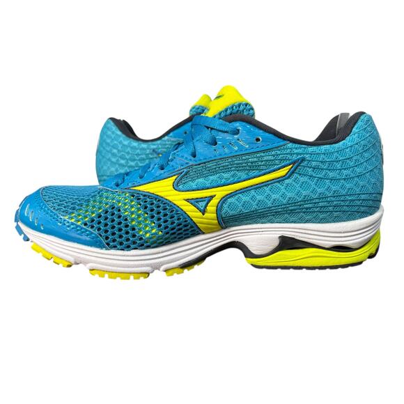 Mizuno Wave Sayonara 3 Electric Blue Neon Yellow Running Size 6 - Picture 3 of 8